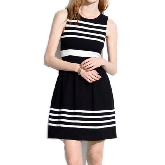 MADEWELL BLACK STRIPED MINI DRESS - Picture 1 of 10